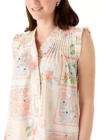 Women's Sleeveless Print Ruffle Dress