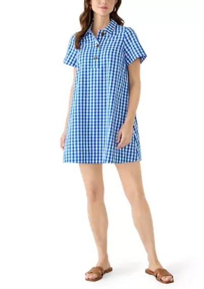 Petite Short Sleeve Swing Shirt Dress