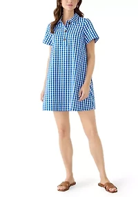Petite Short Sleeve Swing Shirt Dress