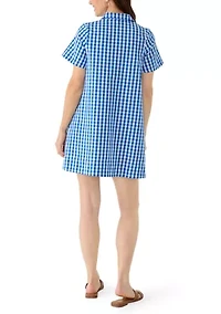 Petite Short Sleeve Swing Shirt Dress