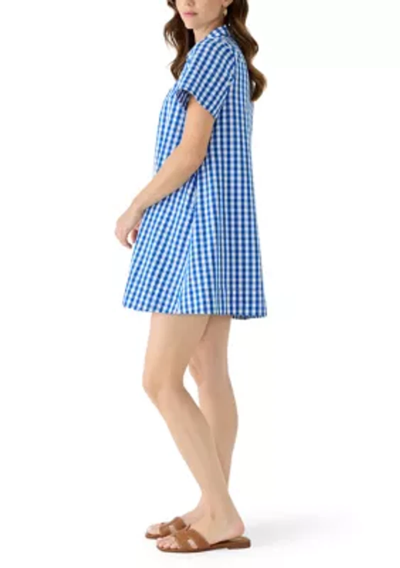 Petite Short Sleeve Swing Shirt Dress