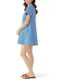 Petite Short Sleeve Swing Shirt Dress