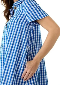 Petite Short Sleeve Swing Shirt Dress