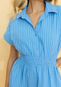 Sewing Down South x Crown & Ivy™ Wave Short Sleeve Shirtdress with Smocked Waist