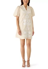 Women's Elbow Sleeve Button Front Dress