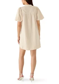 Women's Elbow Sleeve Button Front Dress