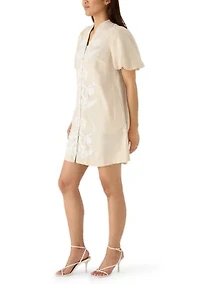 Women's Elbow Sleeve Button Front Dress