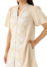 Women's Elbow Sleeve Button Front Dress