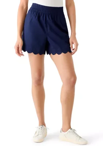 Women's High Rise Pull On Chino Scallop Shorts