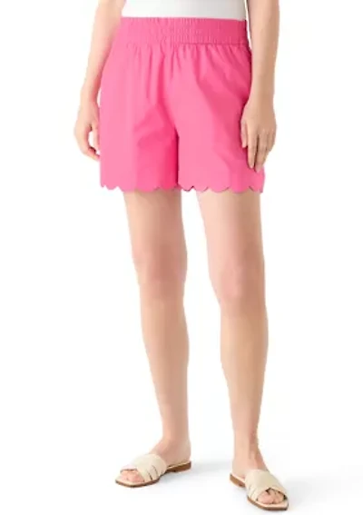 Women's High Rise Pull On Chino Scallop Shorts