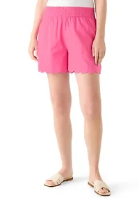 Women's High Rise Pull On Chino Scallop Shorts