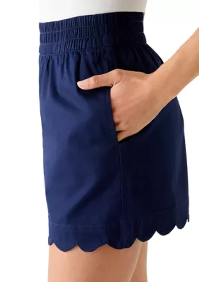 Women's High Rise Pull On Chino Scallop Shorts