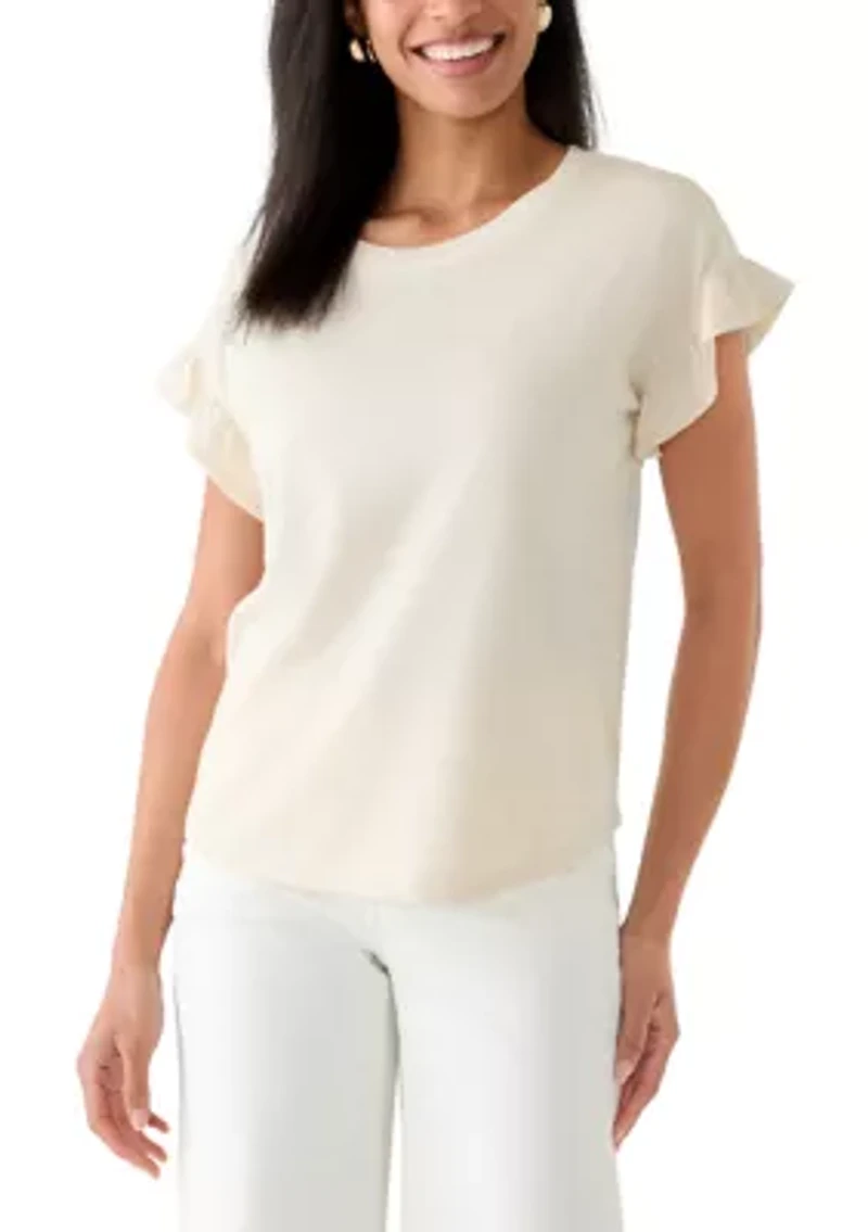 Women's Short Sleeve Ruffle Blouse
