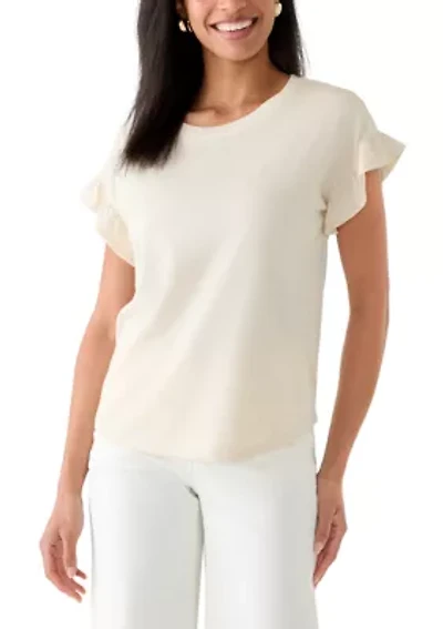 Women's Short Sleeve Ruffle Blouse