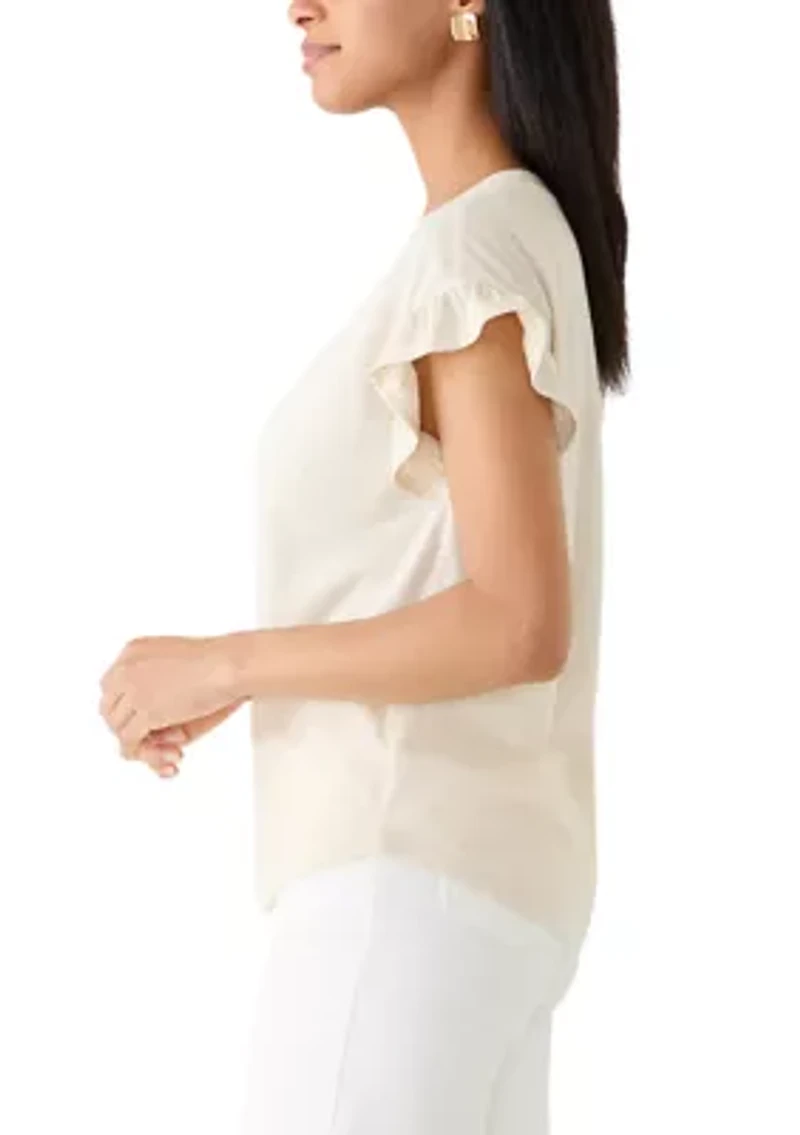 Women's Short Sleeve Ruffle Blouse