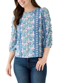 Women's 3/4 Rouched Sleeve Top