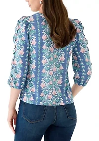 Women's 3/4 Rouched Sleeve Top