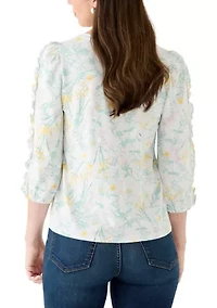 Women's 3/4 Rouched Sleeve Top