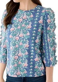 Women's 3/4 Rouched Sleeve Top