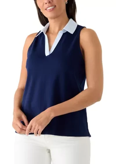 Women's Sleeveless Collar Tank Top