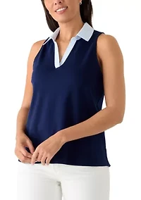 Women's Sleeveless Collar Tank Top