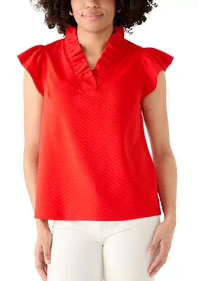 Women's Short Sleeve Jacquard Top