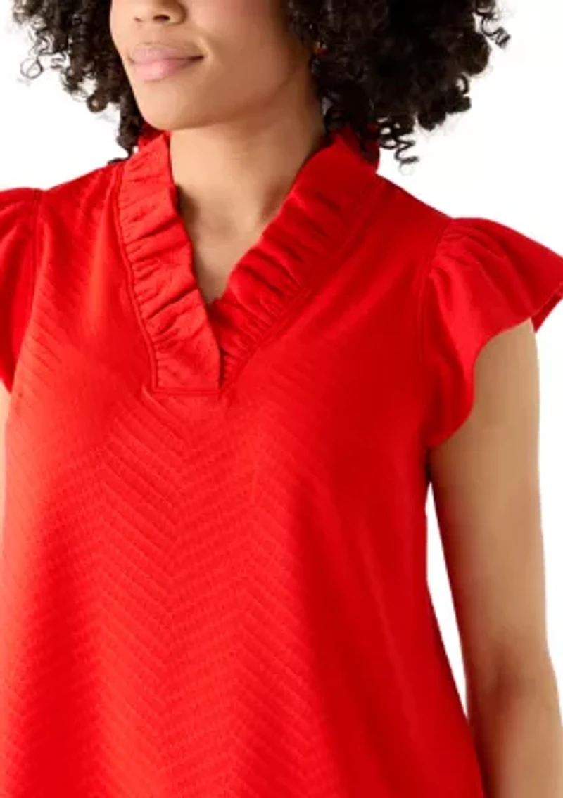 Women's Short Sleeve Jacquard Top