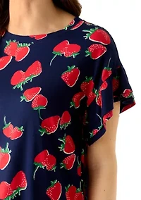 Women's Short Sleeve Ruffle Printed T-Shirt