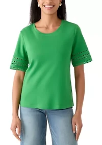 Women's Eyelet Trim Shirt