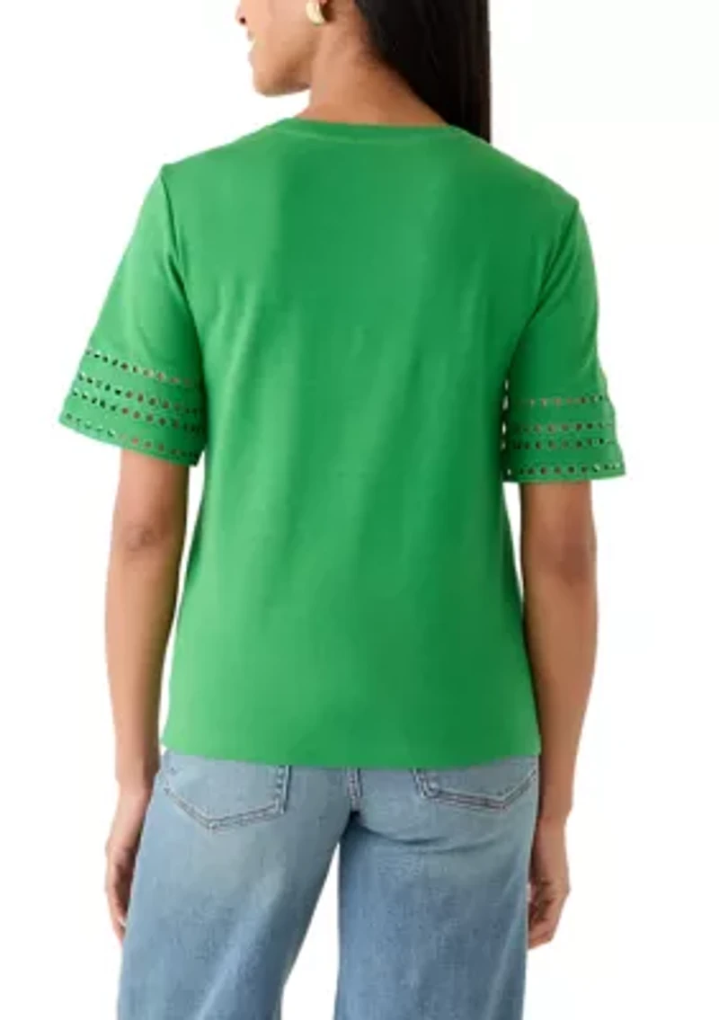 Women's Eyelet Trim Shirt