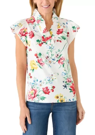 Women's Short Sleeve Jacquard Top