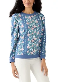 Women's Long Sleeve Printed Puff Sweatshirt