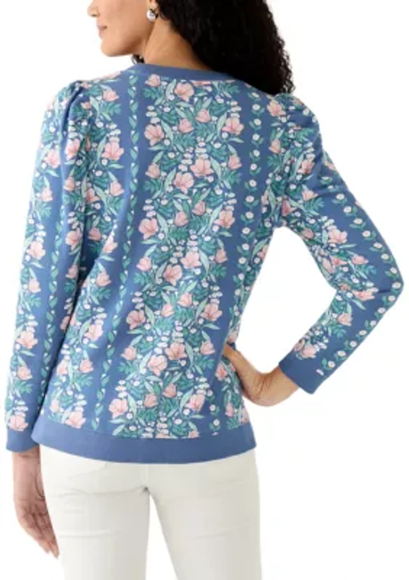 Women's Long Sleeve Printed Puff Sweatshirt