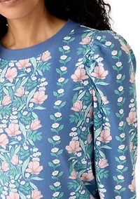 Women's Long Sleeve Printed Puff Sweatshirt