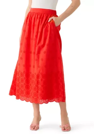 Women's Eyelet Midi Skirt