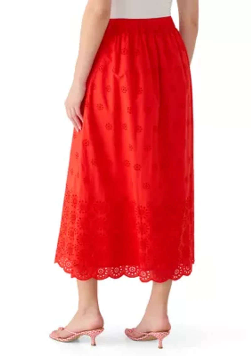 Women's Eyelet Midi Skirt