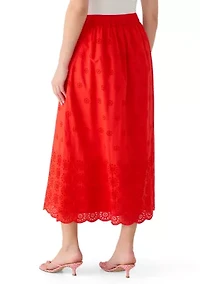Women's Eyelet Midi Skirt