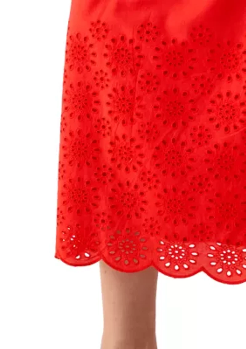 Women's Eyelet Midi Skirt