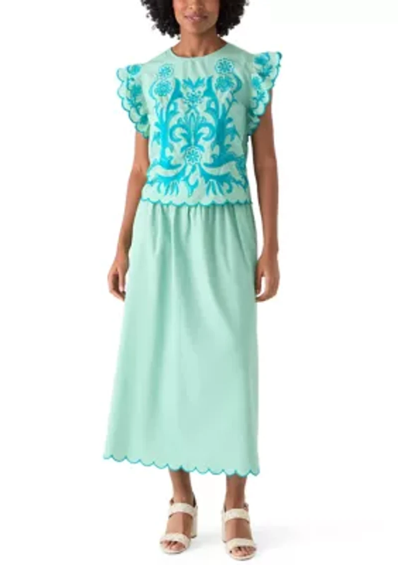 Women's Midi Embroidered Skirt