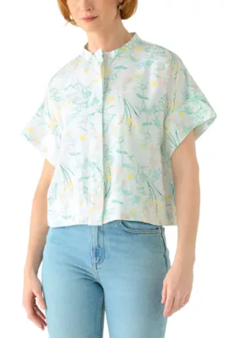 Women's Short Dolman Sleeve Button Down Shirt