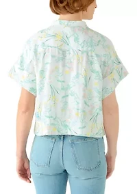 Women's Short Dolman Sleeve Button Down Shirt