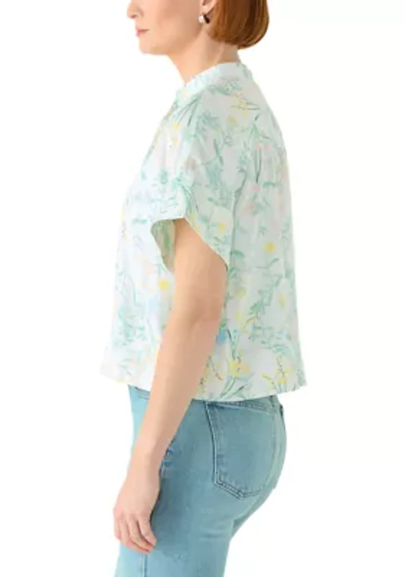 Women's Short Dolman Sleeve Button Down Shirt