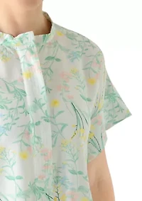 Women's Short Dolman Sleeve Button Down Shirt