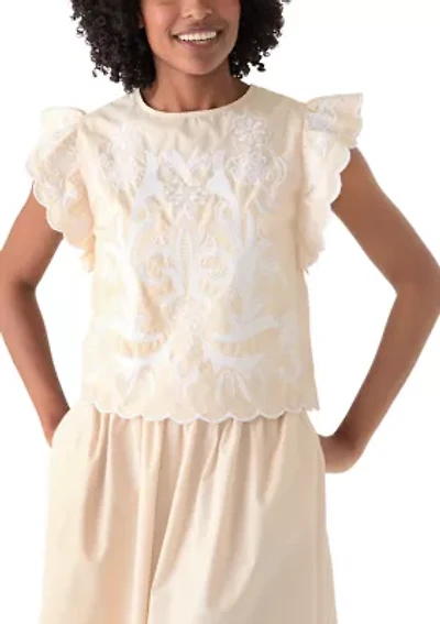 Women's Short Flutter Sleeve Top