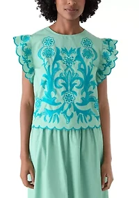 Women's Short Flutter Sleeve Top