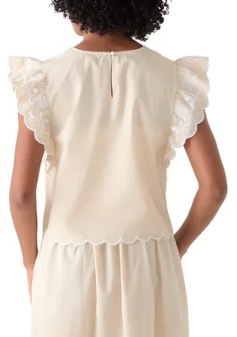 Women's Short Flutter Sleeve Top