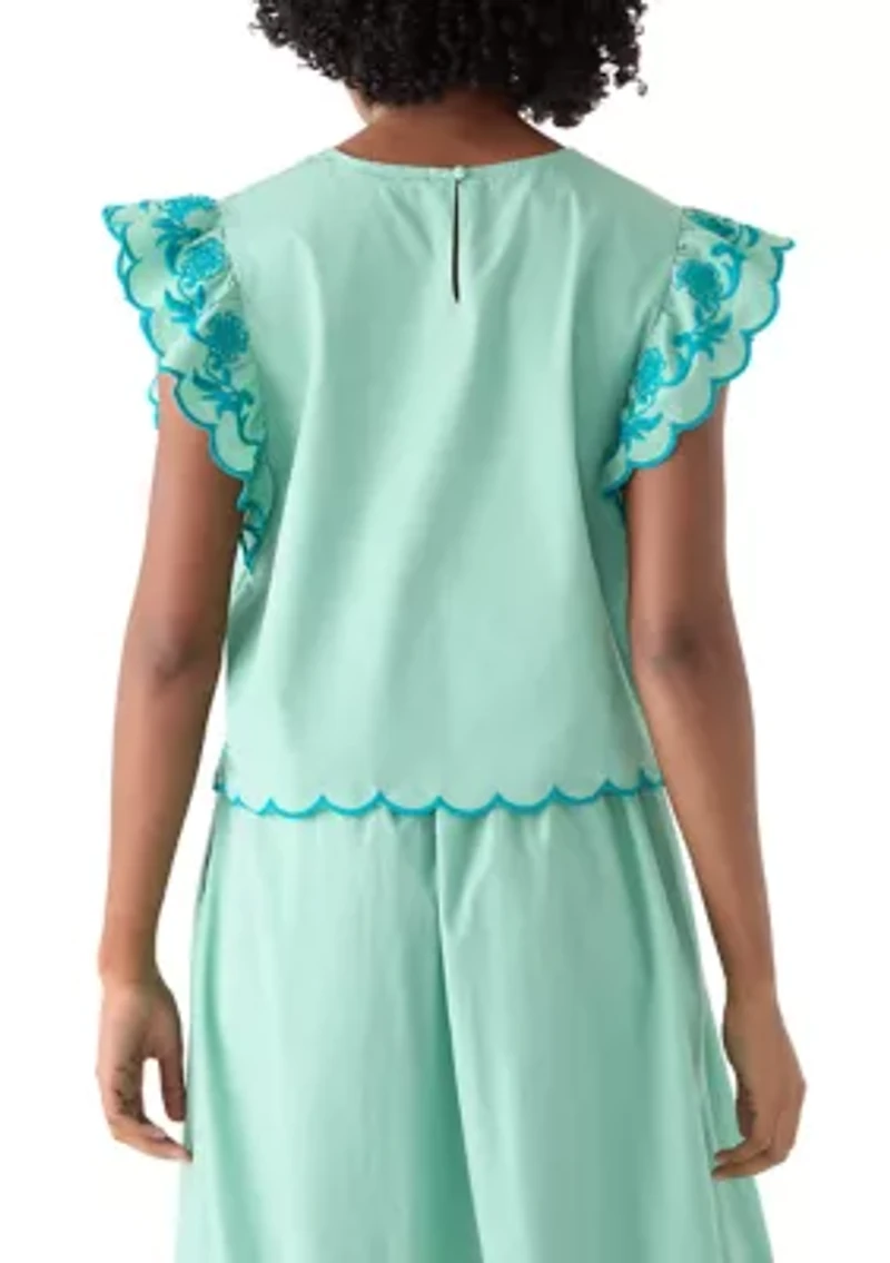 Women's Short Flutter Sleeve Top