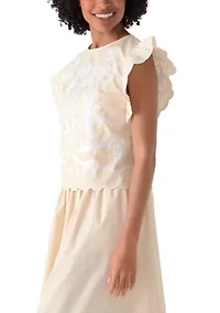 Women's Short Flutter Sleeve Top