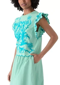 Women's Short Flutter Sleeve Top