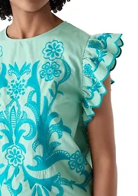 Women's Short Flutter Sleeve Top